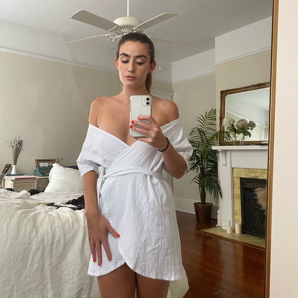 Princess Polly white wrap dress